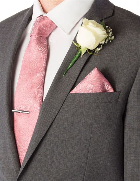 matching pink tie and pocket square